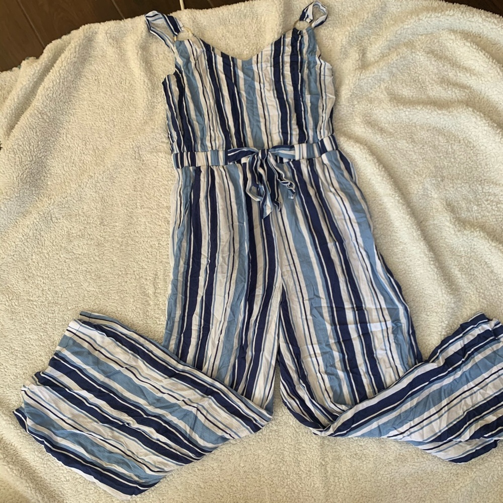 Blue and white jumpsuit